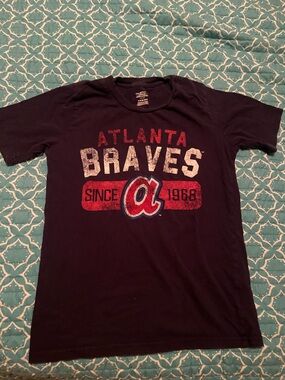 Atlanta Braves Youth Graphic Tee Size M 10/12 Navy MLB Baseball Shirt